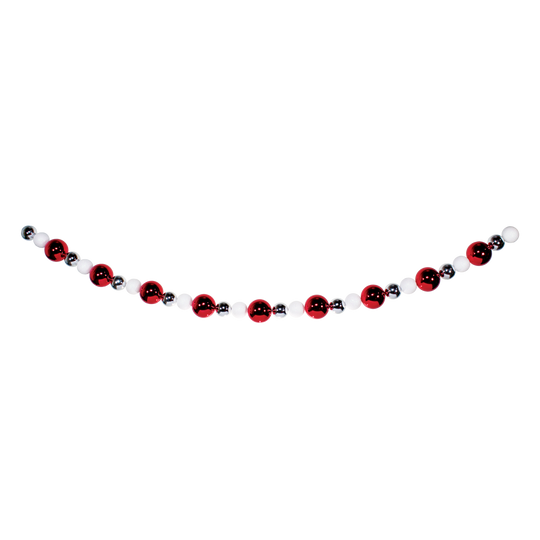 Red, Silver, and White Giant Bead Ornament Stringers