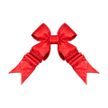 Red Structural Bow featuring oversized loops, layered pointed tails, and a bright satin finish.