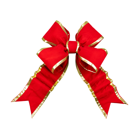 Red Velvet Bow with Gold Trim 36" and 48"