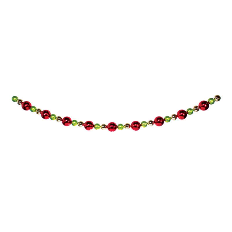 Red, Gold, and Apple Green Giant Bead Ornament Stringers