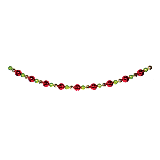 Red, Gold, and Apple Green Giant Bead Ornament Stringers