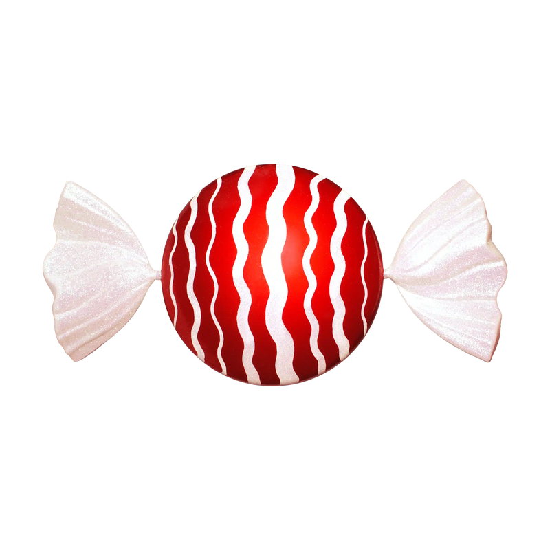40" Red and White Curly Round Jumbo Ornament
