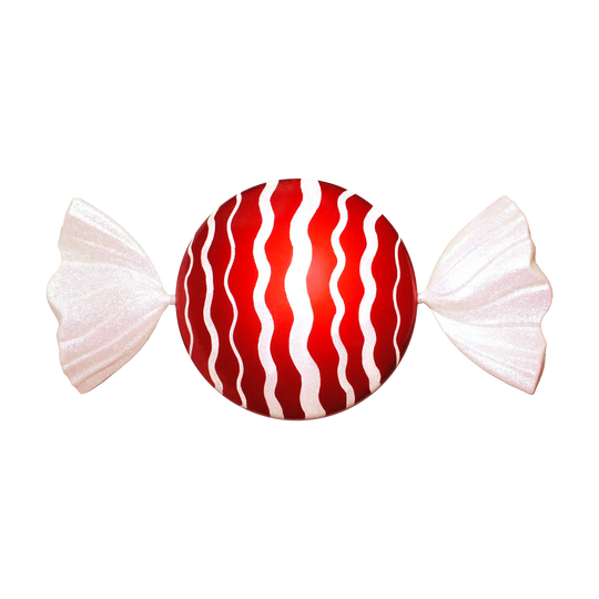 40" Red and White Curly Round Jumbo Ornament