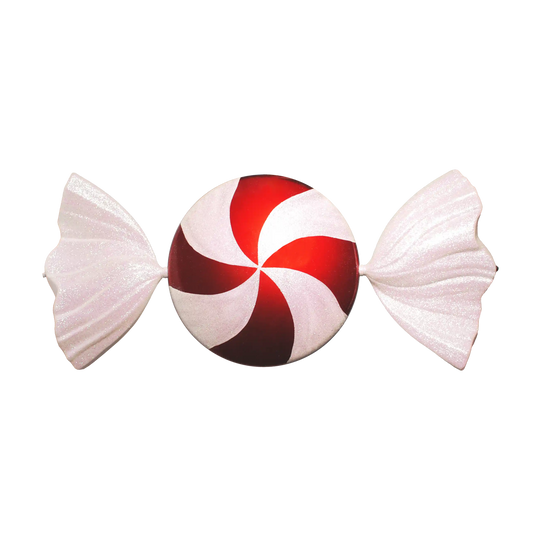 37" Red and White Pinwheel Half Round Jumbo Ornament