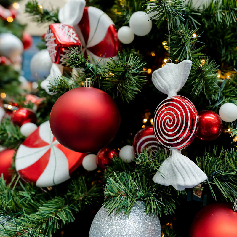 Red & White Swirl Jumbo Ornament