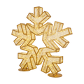 Regal Snowflakes display featuring three oversized snowflake silhouettes illuminated with warm white lights and outlined in a gold frame on a transparent background.