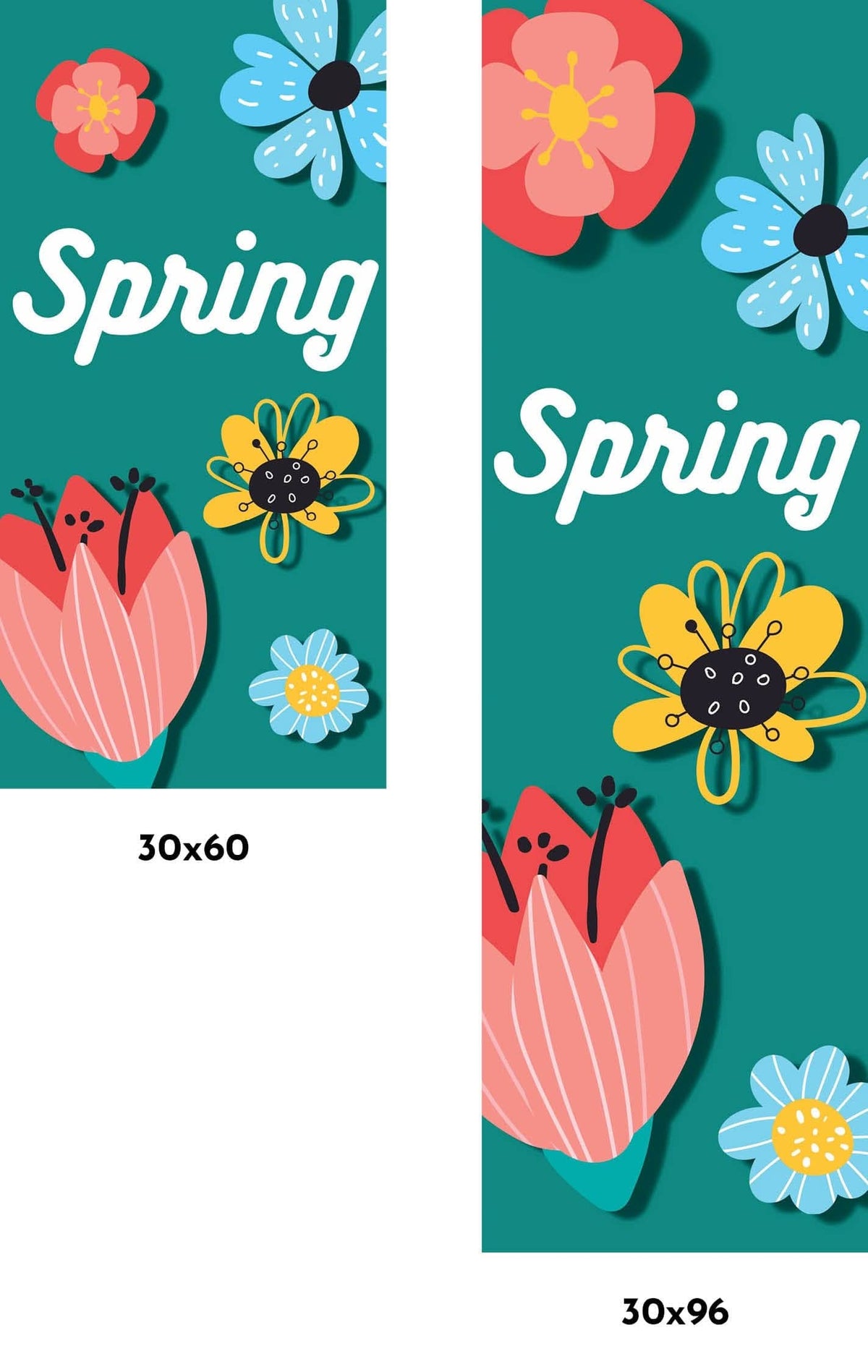 Spring - Flowers with Blue Background Single Vinyl Banner