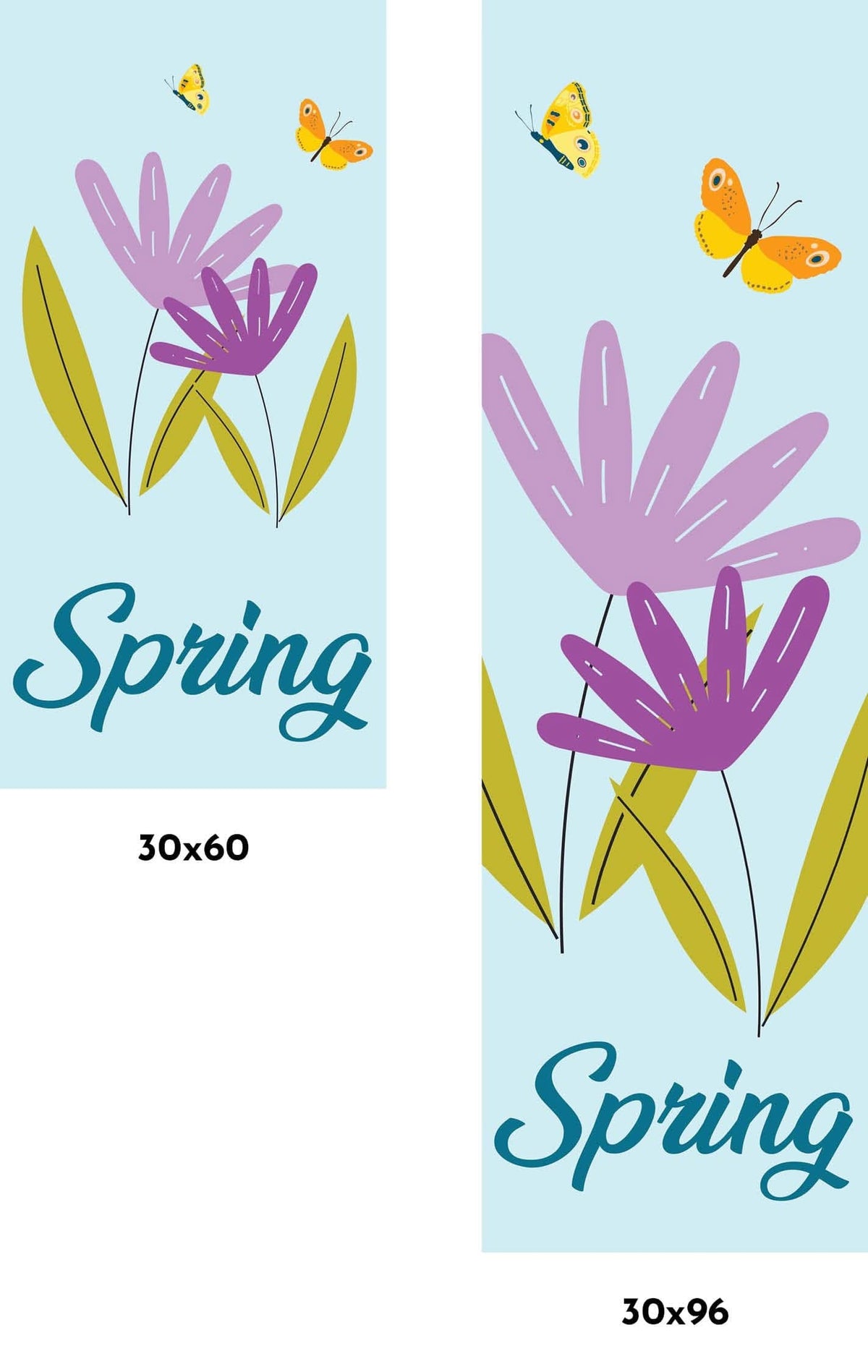 Spring - Flowers with Butterflies Single Vinyl Banner