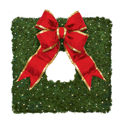 Dekra Lite Square Wreath with Red Bow Display