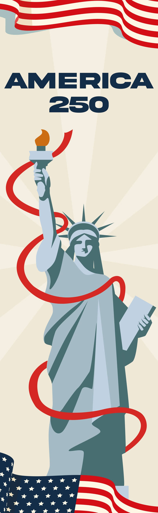 Statue of America 250 Single Vinyl Banner
