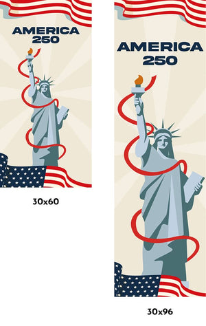 Statue of America 250 Single Vinyl Banner