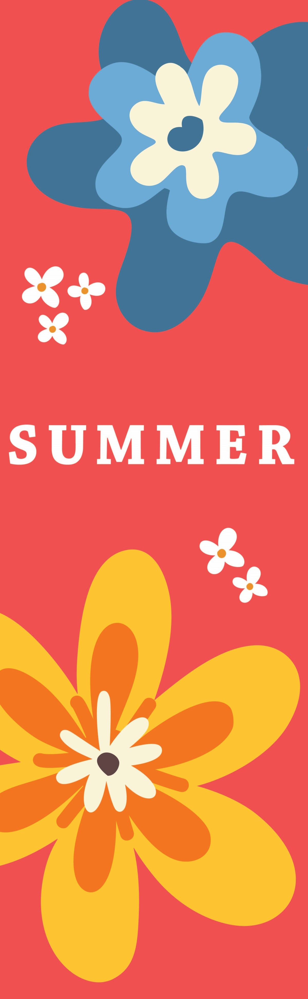 Summer - Flowers with Red Background Single Vinyl Banner