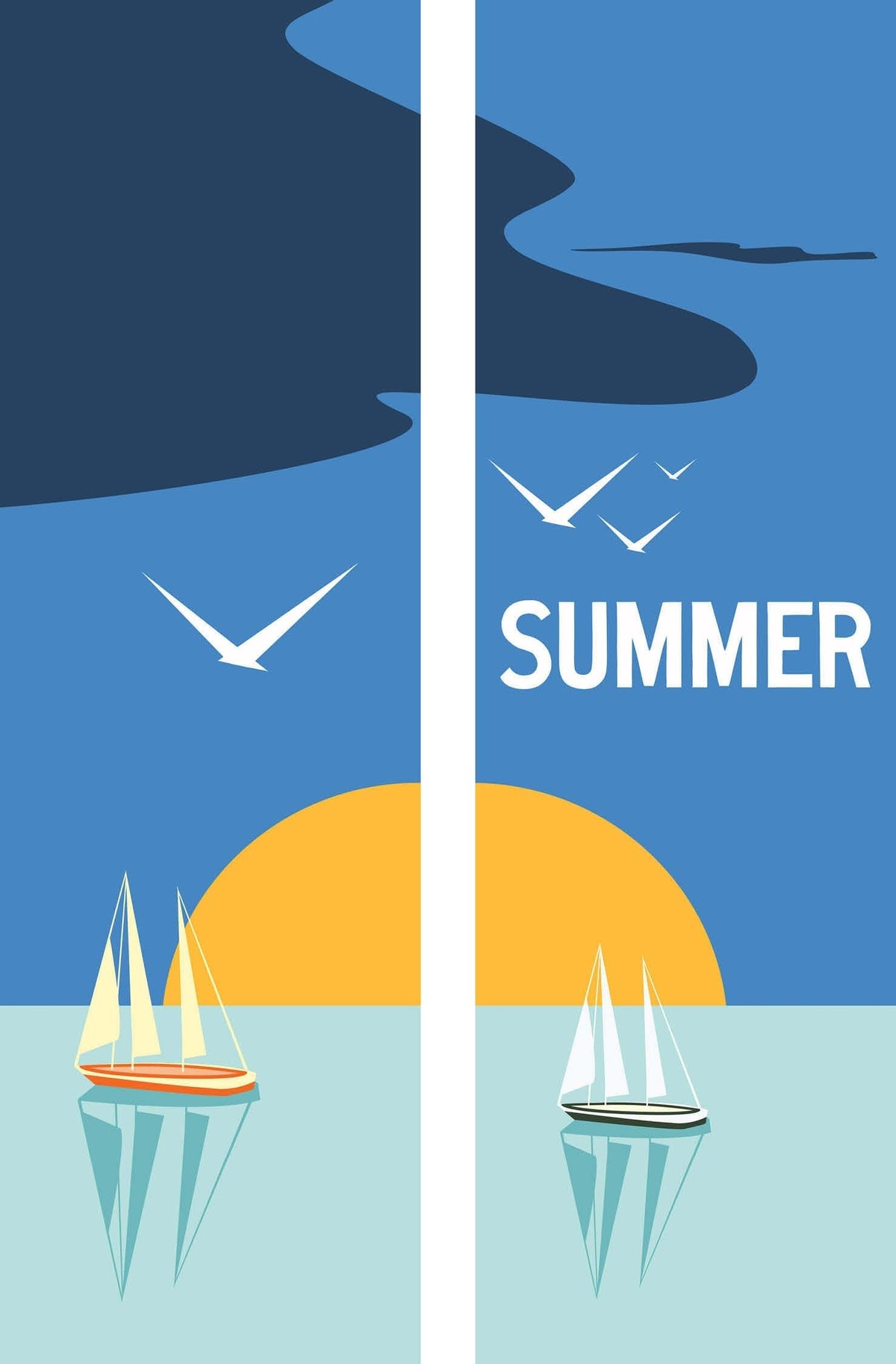 Sunset Sail Boats Double Vinyl Banner