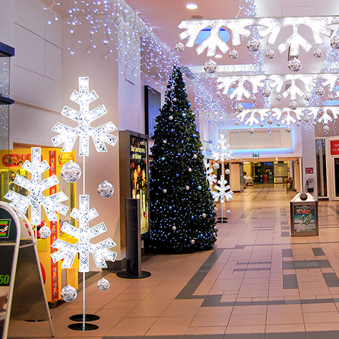 Dekra-Lite Cool White Tana Snowflake Trees Hallway Display