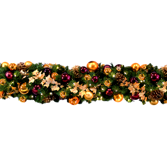 Traditional Tidings Pre-Decorated Garlands 10' Sections