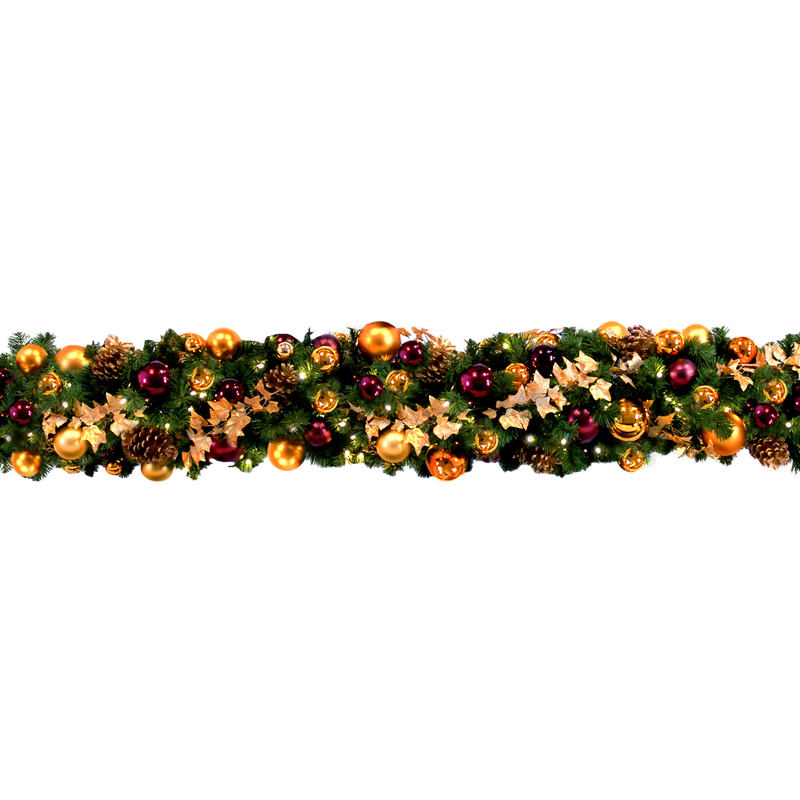 Traditional Tidings Pre-Decorated Garlands 10' Sections