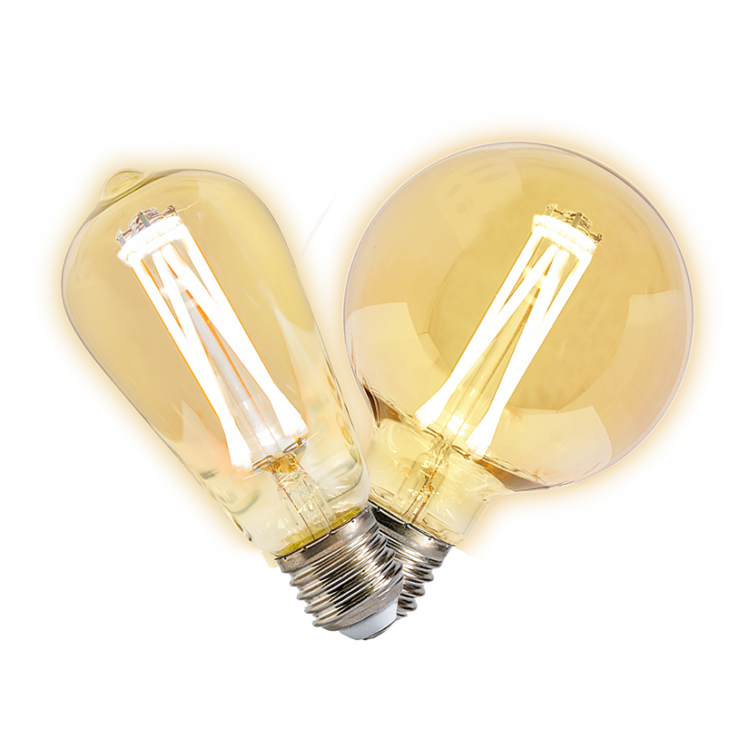 Dekra-Lite Tinted Globe & Edison Vintage LED Bulbs with 4 LEDs