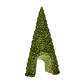 A large 40' Sequoia Tree, with a wide base and narrow top. The tree is decorated with many strands of warm white lights. The center of the tree is hollowed out to create a tunnel-like opening. The tunnel is decorated with lights, creating a winter wonderland scene.