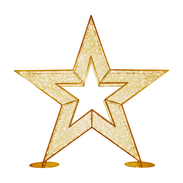 Waterloo Illuminated Stars in warm white, featuring two layered five-point star frames with bright LED lighting and silver metal edging.
