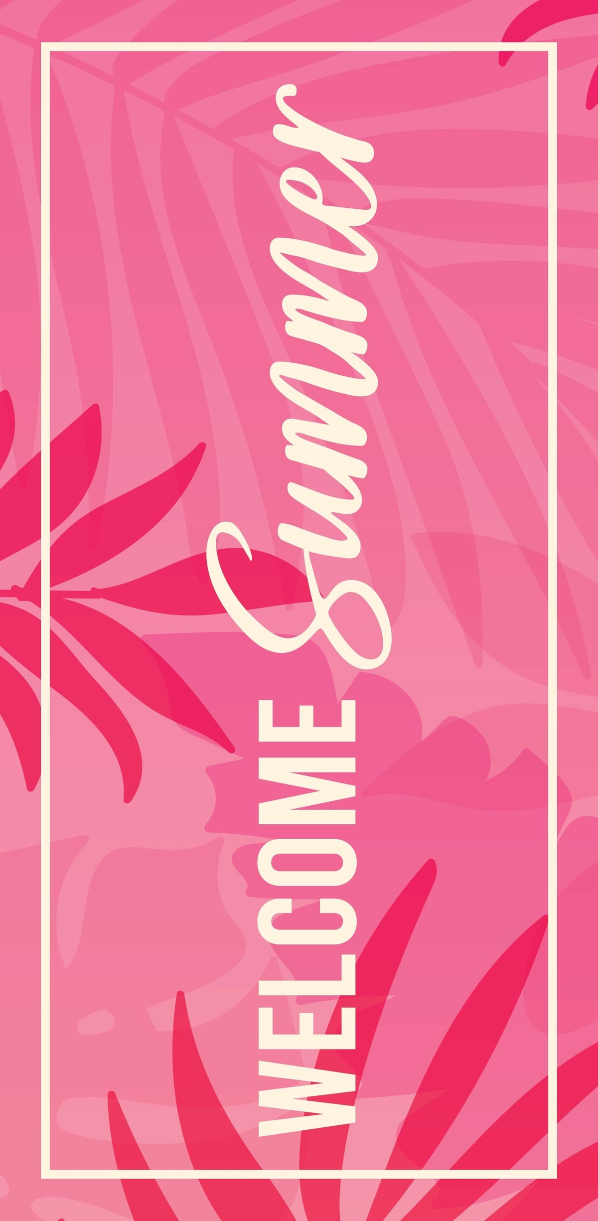 30x60 Dekra-Lite summer pink banner that says "Welcome Summer" in beige text.