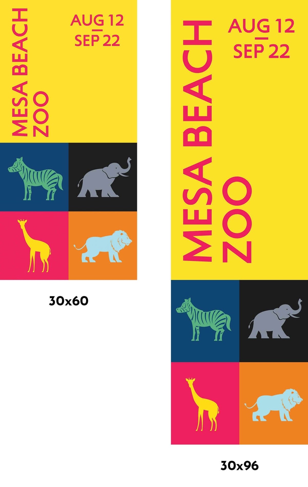 Zoo - Zebra, Elephant, Giraffe, & Lion Single Vinyl Banner