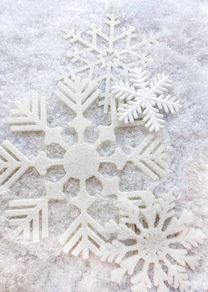 Frosted White Iced Flat Snowflakes 13.75