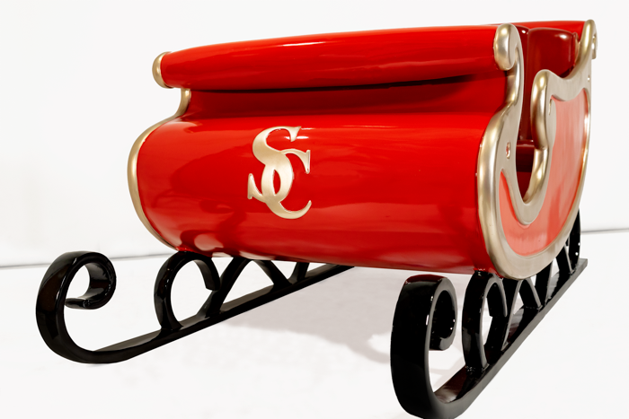 Dekra-Lite Cherry Red Santa Claus Monogram Sleigh Close Up