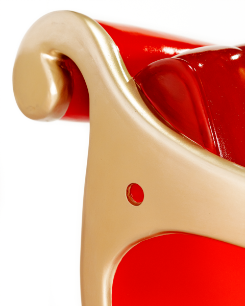 Dekra-Lite Cherry Red Santa Claus Monogram Sleigh Close Up Back Edge