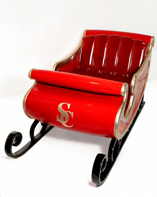 Dekra-Lite Cherry Red Santa Claus Monogram Sleigh 3/4 View
