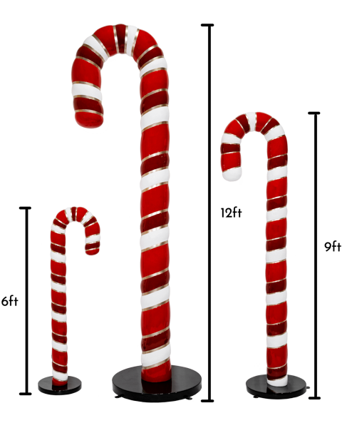 Dekra-Lite Giant Fiberglass Candy Canes All Sizes with Heights