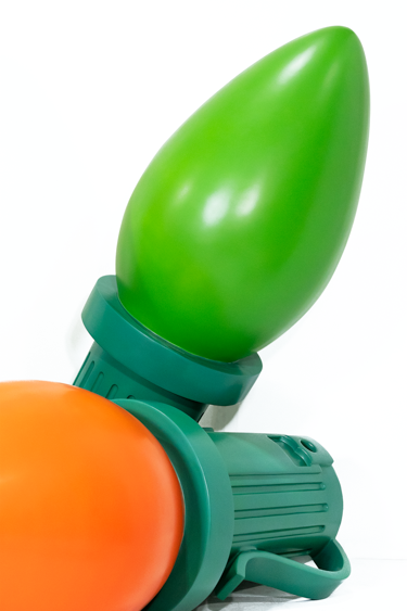 Dekra-Lite Orange & Green Giant Fiberglass Light Bulbs Close Up