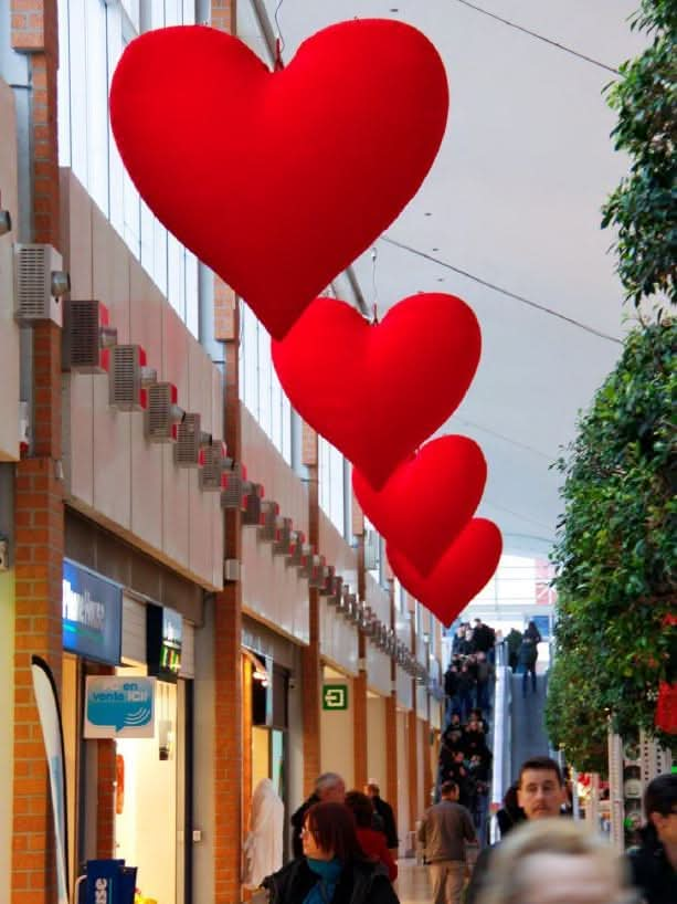 Dekra-Lite Hanging Red Inflatable Hearts Display