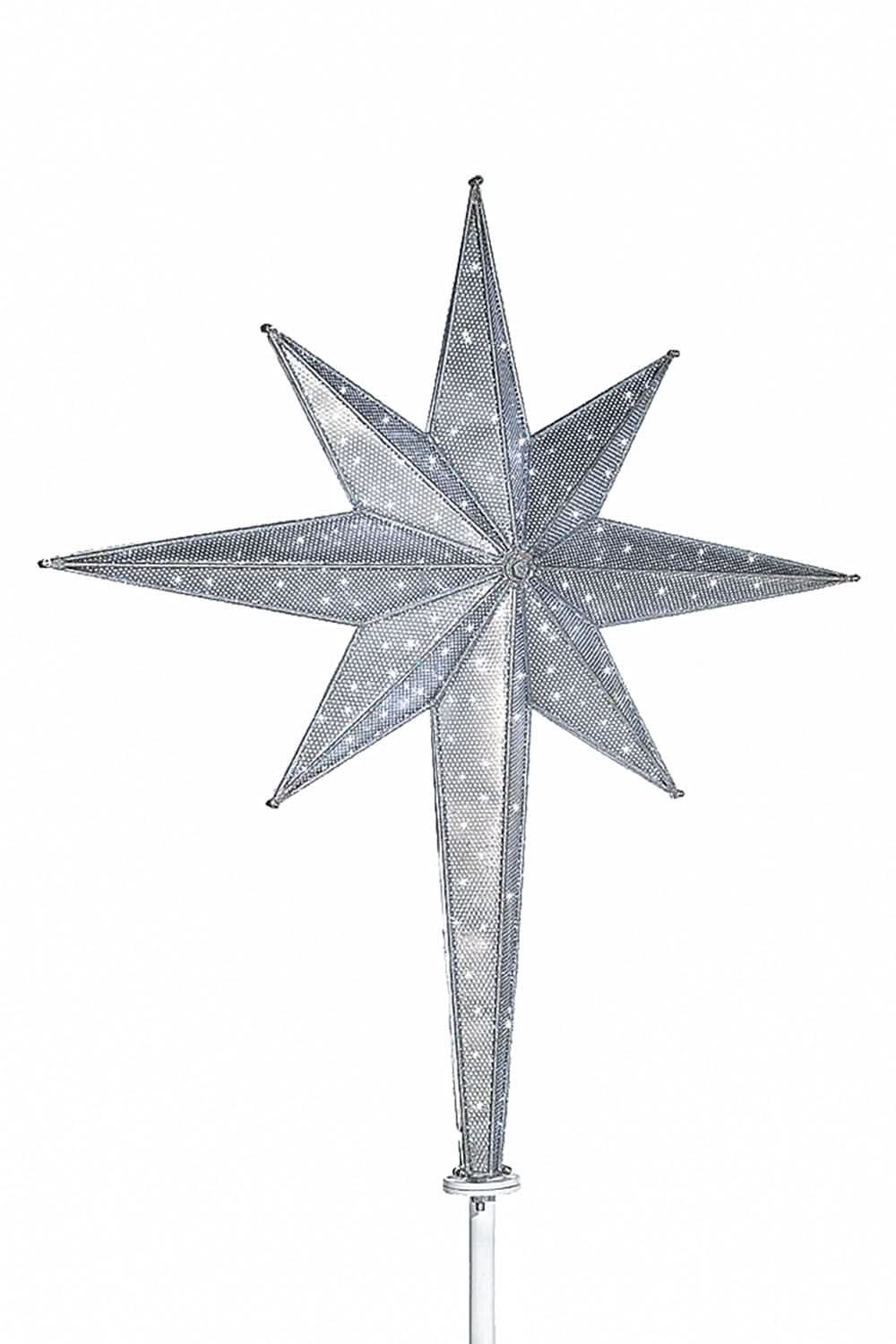 Dekra-Lite Silver Moravian Star Tree Topperwith Cool White Lights