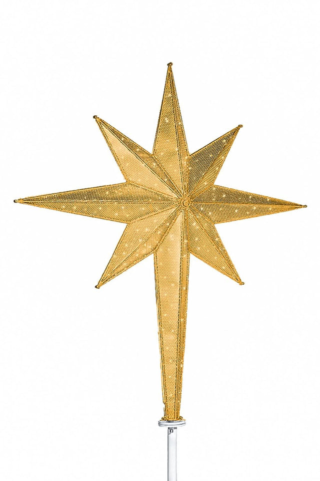 Dekra-Lite Gold Moravian Star Tree Topper with Warm White Lights