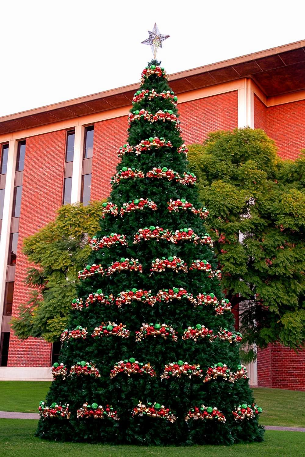 Dekra-Lite Festive Ornament Cluster on Christmas Tree w/ Star Topper