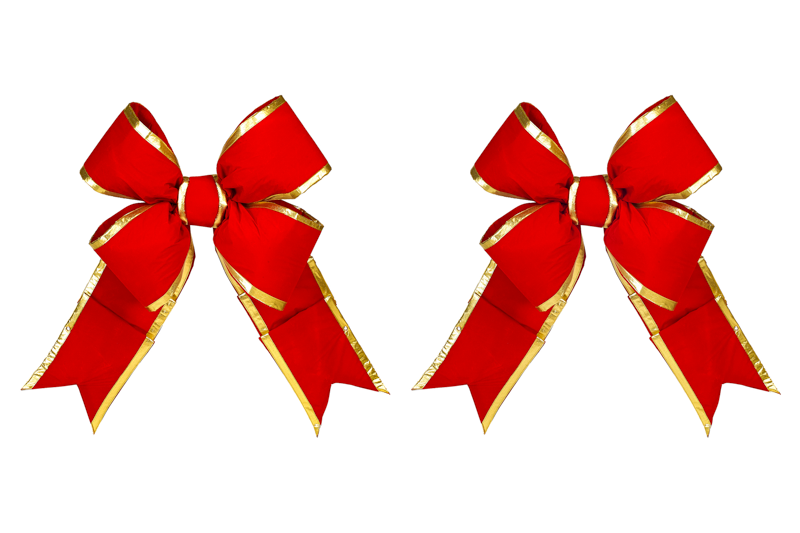 Dekra-Lite Red Velvet Structural Bow w/ Gold Trim 36", 48", and 60" 2 Pack