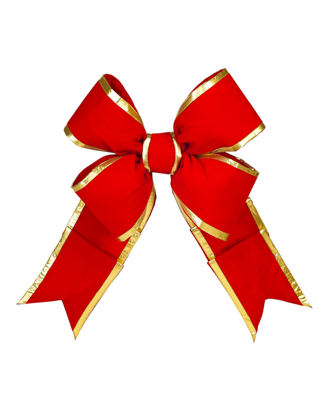 Dekra-Lite Red Velvet Structural Bow w/ Gold Trim 18" and 24" 2 Pack