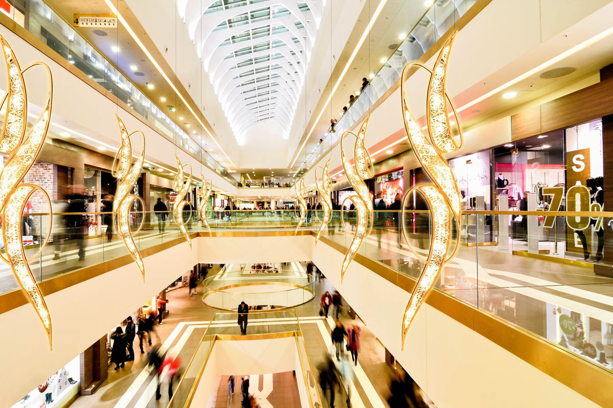 Dekra-Lite Hanging Warm White Illuminated Taupo Ribbon Mall Display