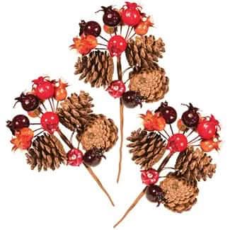 8" Berry Pinecone Sprigs