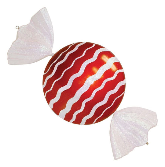 40" Red and White Curly Round Jumbo Ornament