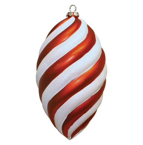 Dekra-Lite 8" Red and White Swirl Oval Ornament 