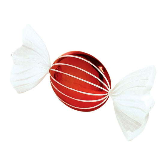 19" Red and White Oval Jumbo Ornament