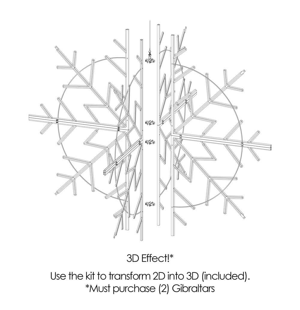 Dekra-Lite 7' Cool White Illuminated "Gibraltar" Snowflake 3D Kit