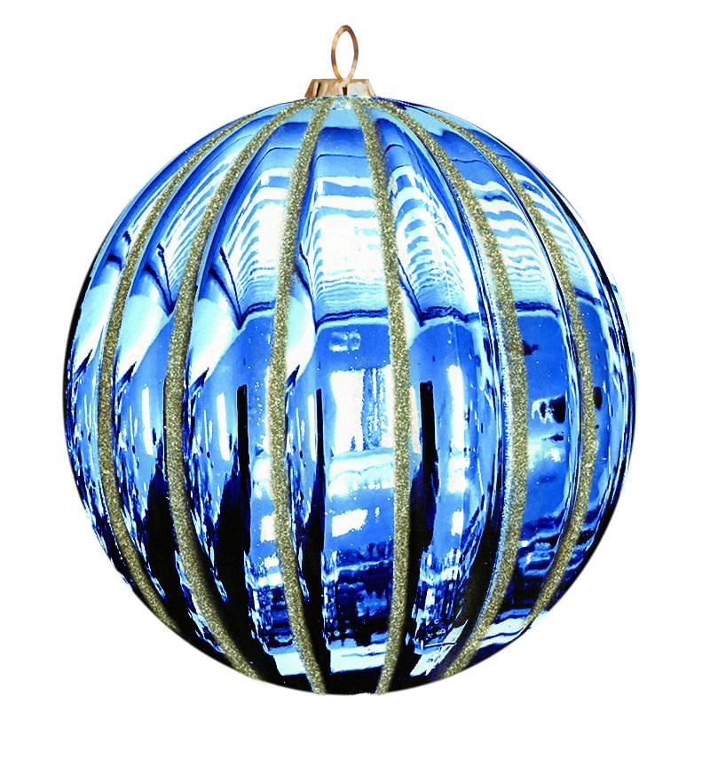 Dekra-Lite Blue Glitter Ribbed Ornament