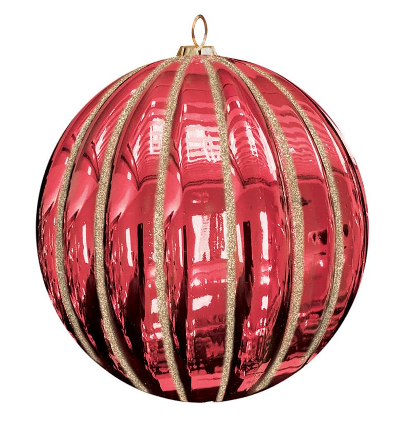 Dekra-Lite Red Glitter Ribbed Ornament