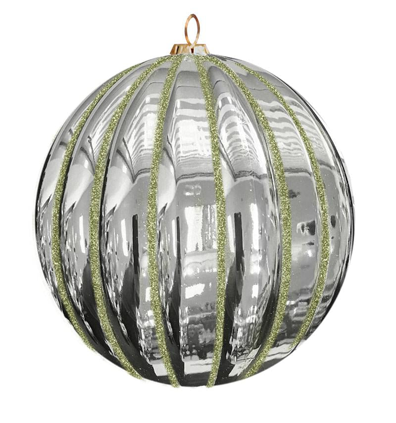 Dekra-Lite Silver Glitter Ribbed Ornament