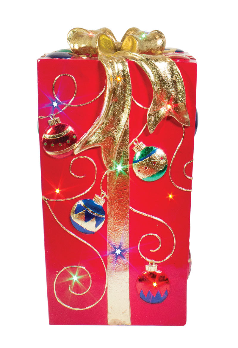 Dekra-Lite 31"x 17" Red with Gold Bow Illuminated Gift Box