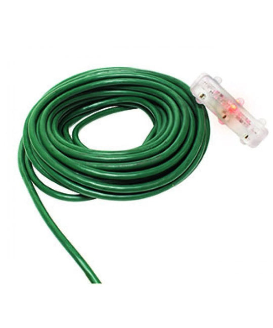 16-3 Illuminated UL Extension Cord 100' Triple Tap, Green
