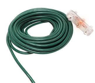 16-3 Illuminated UL Extension Cord, 50' Triple Tap, Green