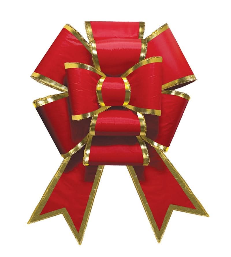 Multi-Loop Red Bow w/ Gold Trim – Dekra-Lite